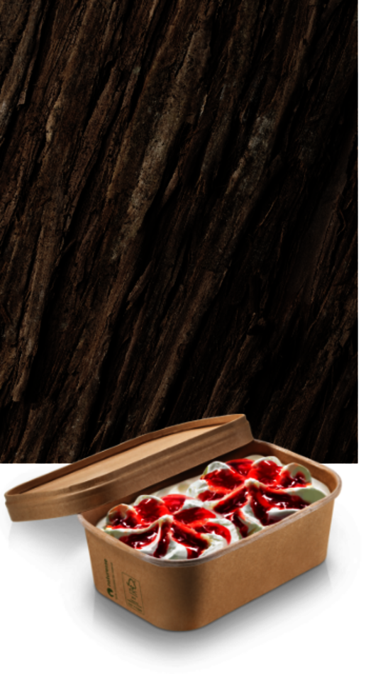 Tree bark with filled kraft bowl