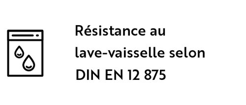 Label de résistance au lave-vaisselle selon DIN EN 12 875 Label de résistance au lave-vaisselle selon DIN EN 12 875